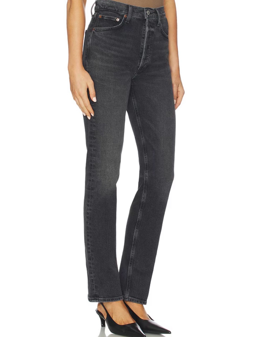 AGOLDE 90s Crop Pinch Waist High Rise Long Straight Jeans in Radius 25
